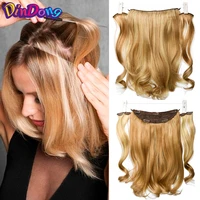 dindong 18 inch synthetic flip in hair wavy clip in hair extensions natural hair pieces real hair extensions with fish line