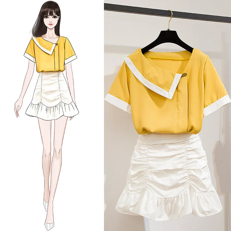 Женский комплект из 2 предметов ICHOIX летняя белая блузка в Корейском стиле