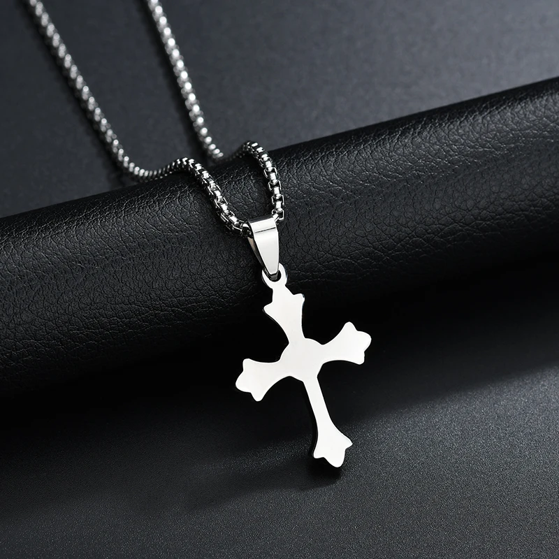 Классическое ожерелье ELSEMODE из нержавеющей стали с подвеской крестом католицизм