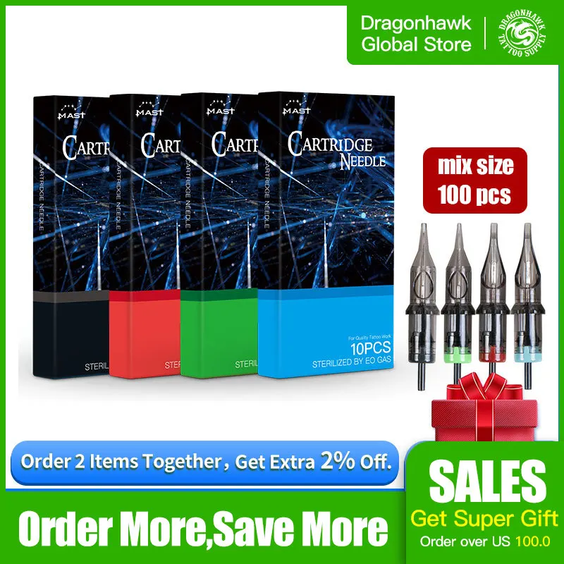 100 шт. иглы для тату картриджа одноразовые RL RS RM M1 перманентных игл патронные