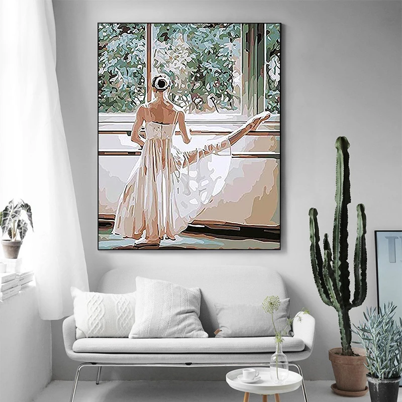 

Ballet dance practice girl flower landscape DIY paint by digital art painting Decorative painting by digital ballet