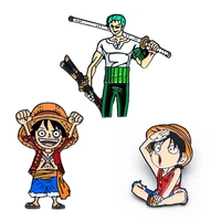 luffy backpack pins onepiece enamel pins cartoon anime lapel pin bag brooches hat roronoa zoro badge funny gifts kb2378