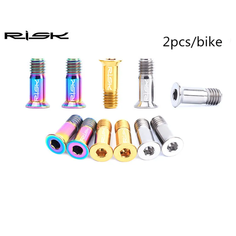 RISK 2PCS M5*14.2mm Bicycle Rear Derailleur Bolt Titanium Jockey Wheel Parts MTB Bike Shifter Guide Roller Screw |