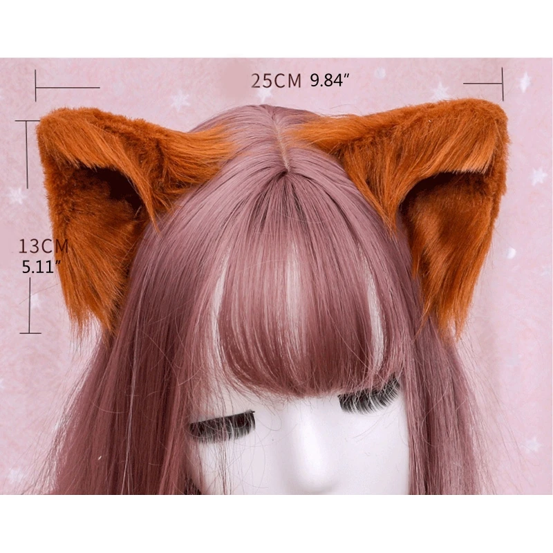 Sweet Lovely Furry Animal Beast Ears Hair Clips Anime Lolita Wolf Cat Cosplay Plush Hairpins Halloween Party Costume images - 6