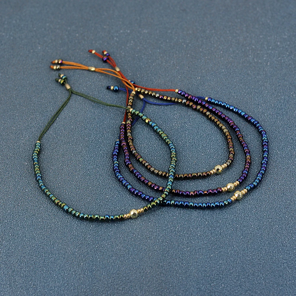 

Bohemian Thin Beaded Stone Crystal Bracelets Pearl & Bangles For Women Handmade Vintage Ethnic knot Thread Bracelets