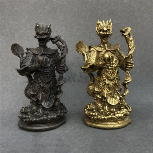 

christmas 11.2" Collect China Fengshui Brass Copper Dragon King God Statue Sculpture new Year