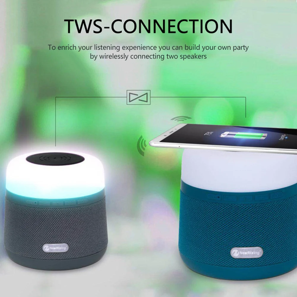 Портативный мини беспроводной стерео Bluetooth динамик со светодиодный светильник с