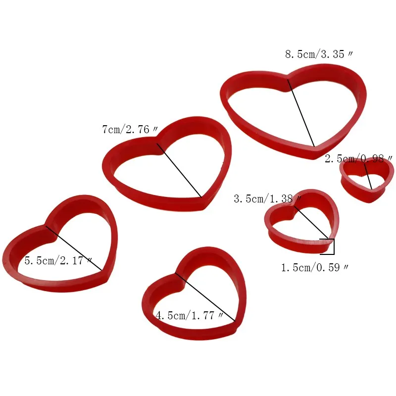 6 шт./компл. форма для торта с красным сердечком печенья нож жарки хлеба пресс