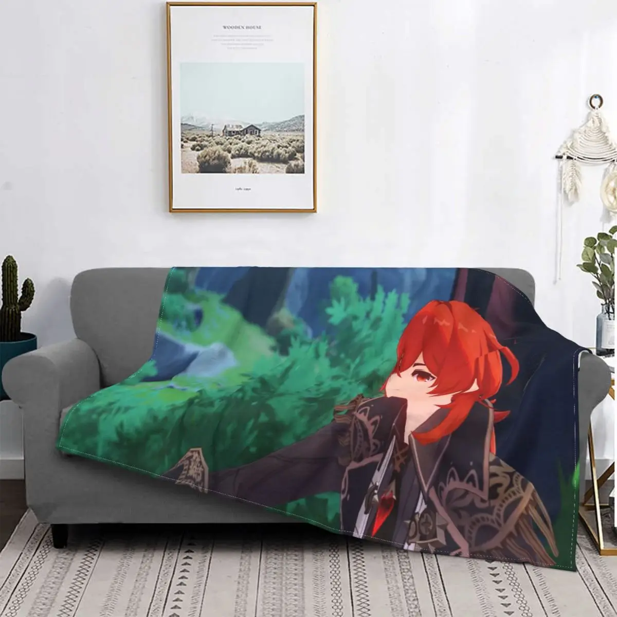 

Разбавитель-genshin-colcha de cama a quadros, manta Heat de playa, 143
