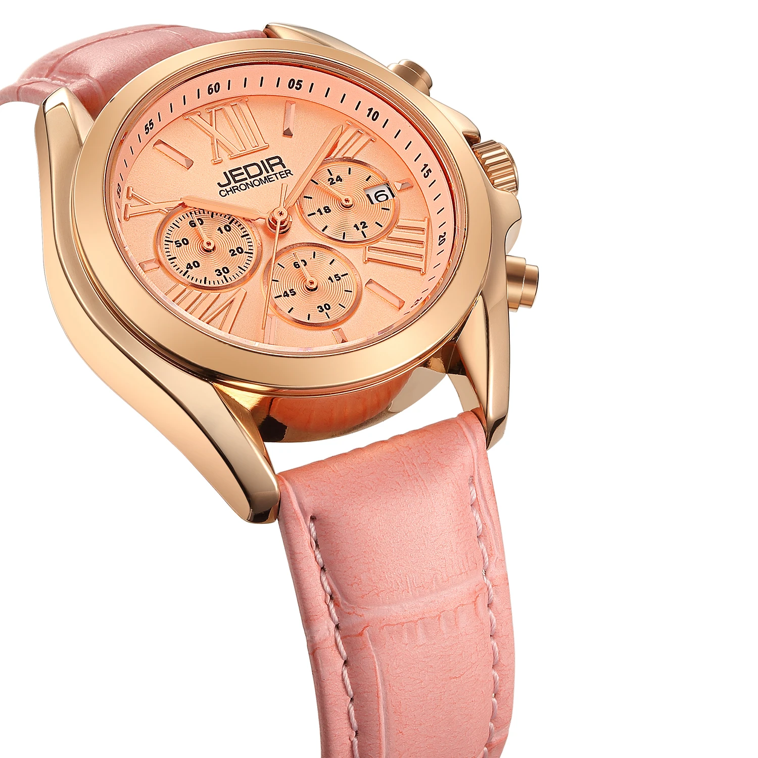 Женские кварцевые наручные часы с отображением даты и кожаным ремешком|Женские