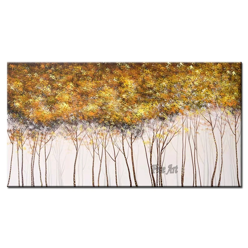 

Heavily Texture Acrylic Abstract Birch Trees Oil Painting Wall Decor Canvas Art 100% Hand-painted Unframed Paintings Picture