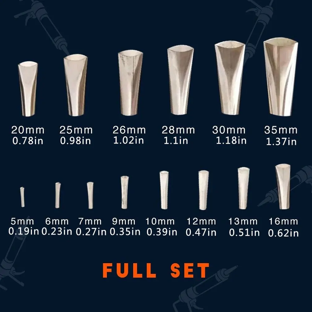 

14pcs Stainless Steel Brick Grout Detachable Sealing Push Rod Durable Reusable Mortar Sprayer Caulking Nozzle