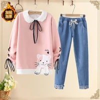 suit plus fleece sweater girl spring and autumn clothes new korean style loose college style middle school students