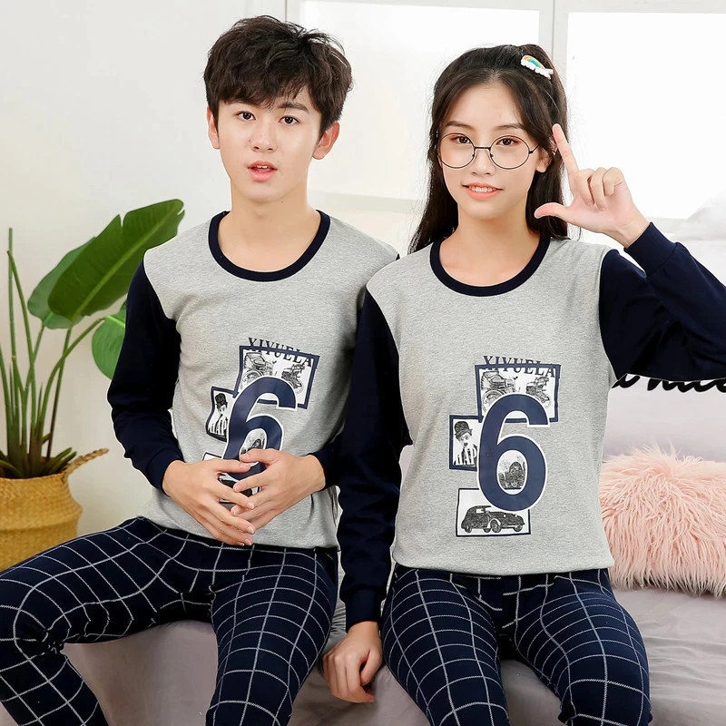 

Girls Boys Pajama Sets Kids Pyjamas Sleepwear Autumn Winter Homewear Teenager Pajamas Long Sleeve Cartoon Big Boys Clothes Suit