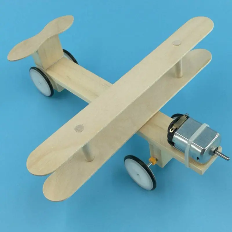 DIY Funny Electric Wooden Plane Aircraft Model Children Kids Boy Handmade Creative RunningToy Educational Science Experiment | Игрушки и