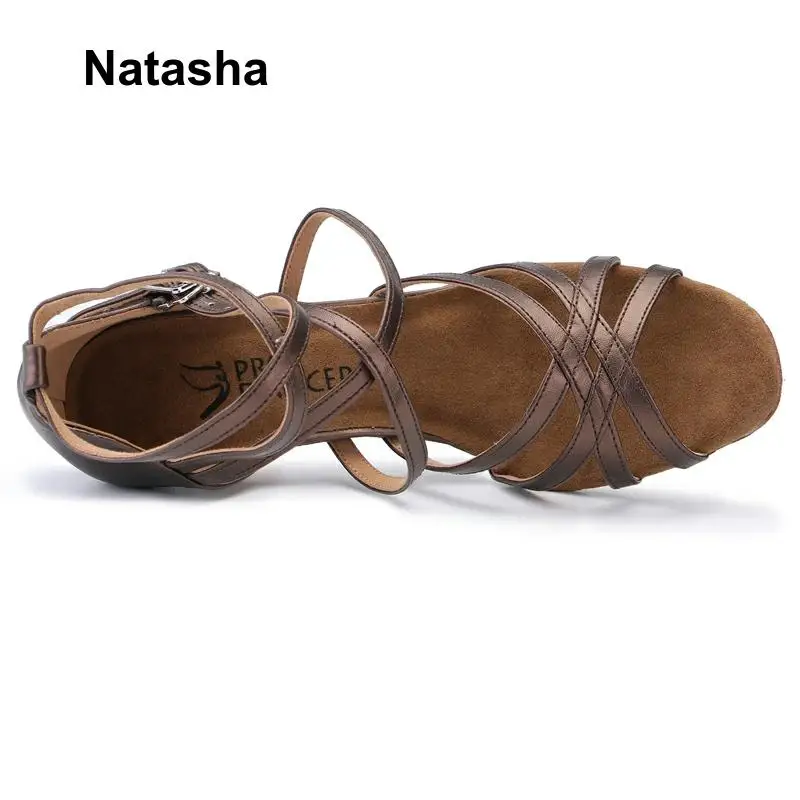 Женская обувь для бальных танцев Natasha латинских коричневая замшевая на высоком