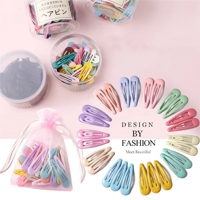 

40Pcs 5cm Snap Hair Clips for Hair Clip Pins BB Hairpins Color Metal Barrettes for Baby Children Women Girls Styling Accessories