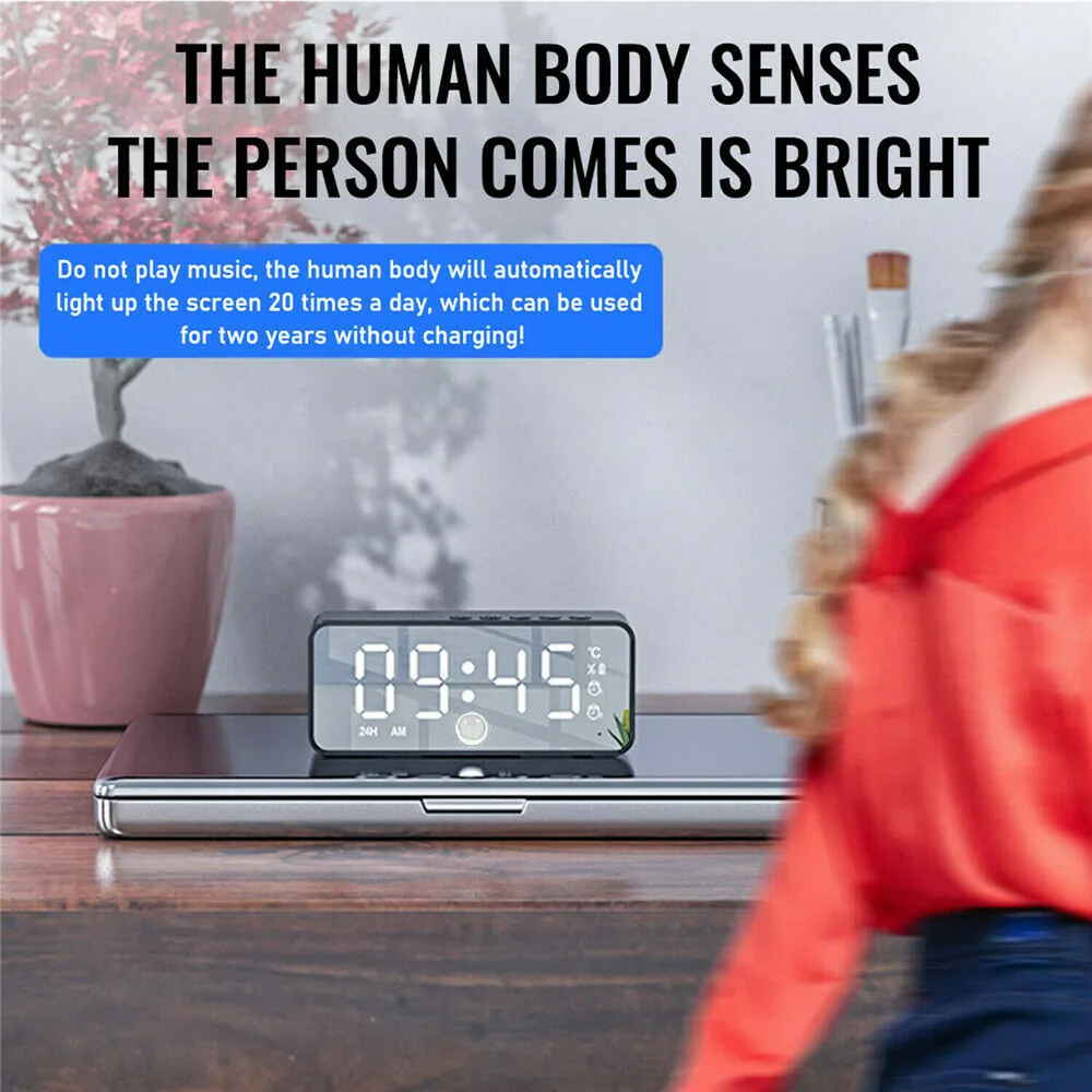 Светодиодный зеркальный экран будильник часы телефон беспроводная связь Bluetooth 5 0