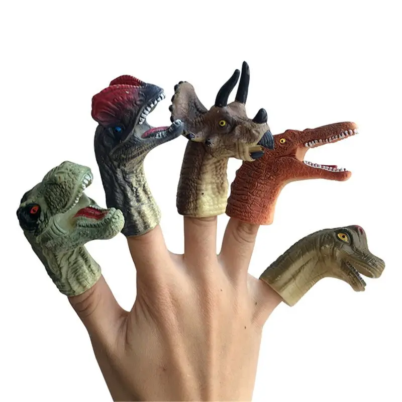 

5pcs/set Realistic Dinosaur Finger Puppets Set Role Playing Toy Kids Tell Story Prop