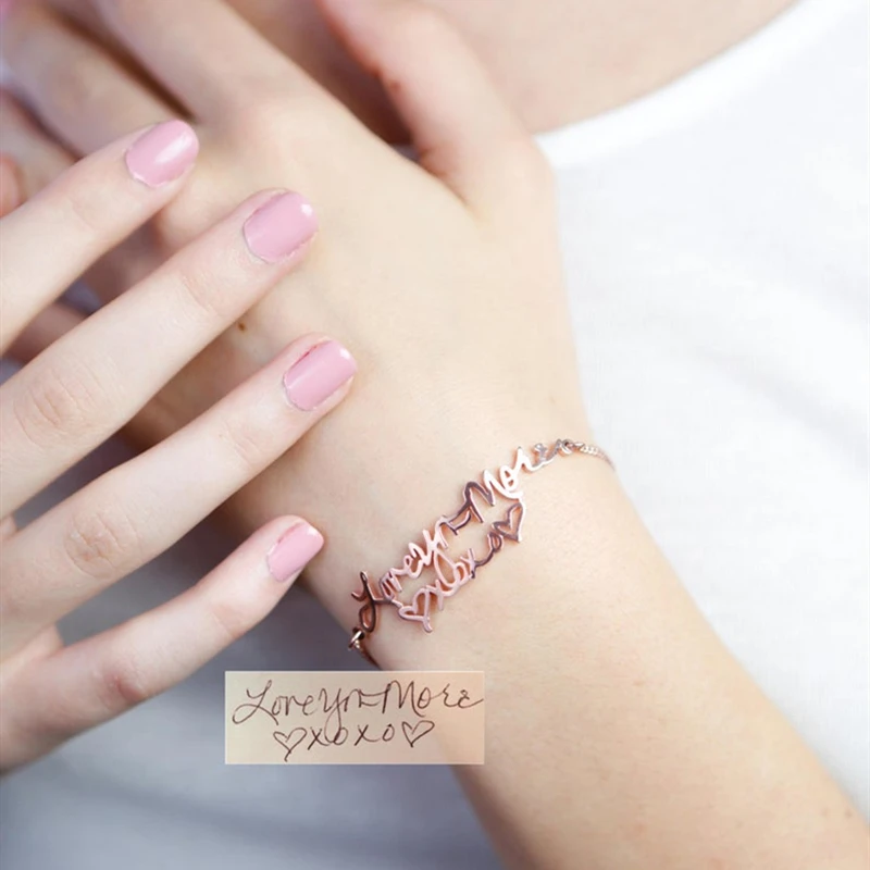 Персонализированный двухслойный фирменный браслет с именем почерк табличка для