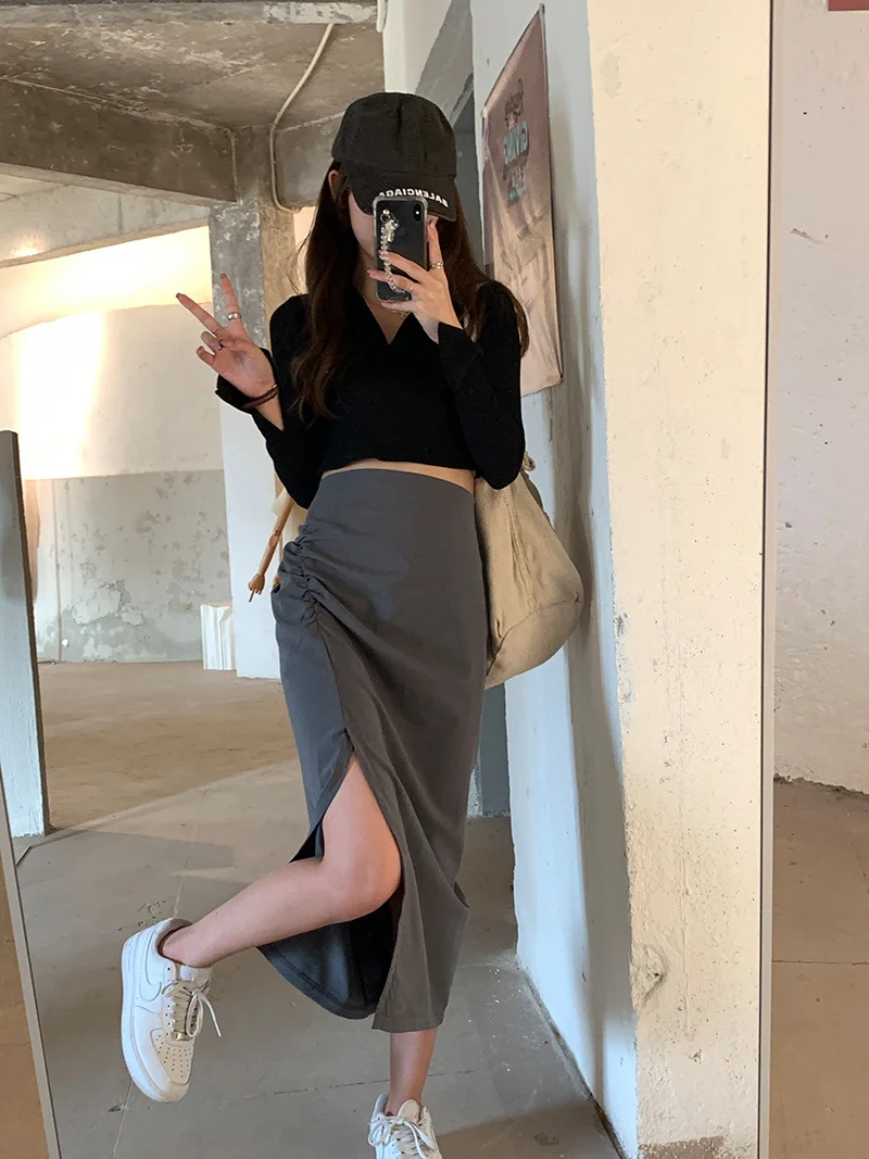 Футболка для девушек Однотонная футболка с длинным рукавом женский летний