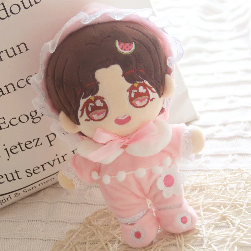 

New arrival 20cm star idol Plush Doll Pink lace Suit hat shoe Doll Accessories Birthday Present Replaceable Clothes Toys Gift