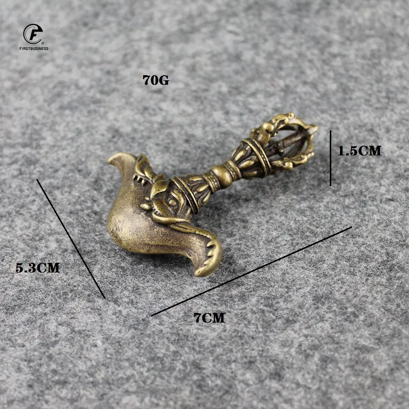 Непал Чистая медь ручной работы Слон голова вниз демон Пест Ваджра стол