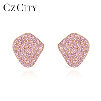 czcity pave cz fine jewelry 925 sterling silver stud earrings for women anniversary pendientes bijoux femme party gifts se 483