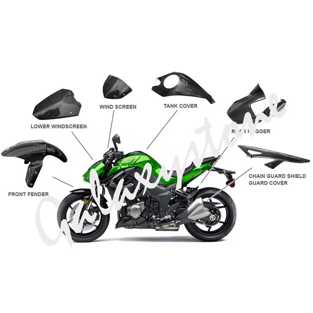Углеродное волокно 3K PREG для 2014-2017 Kawasaki Z1000 переднее заднее крыло амортизатор и