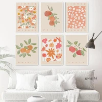 flower fruit market orange apple peach nordic posters minimalist canvas painting and prints wall art pictures living room decor