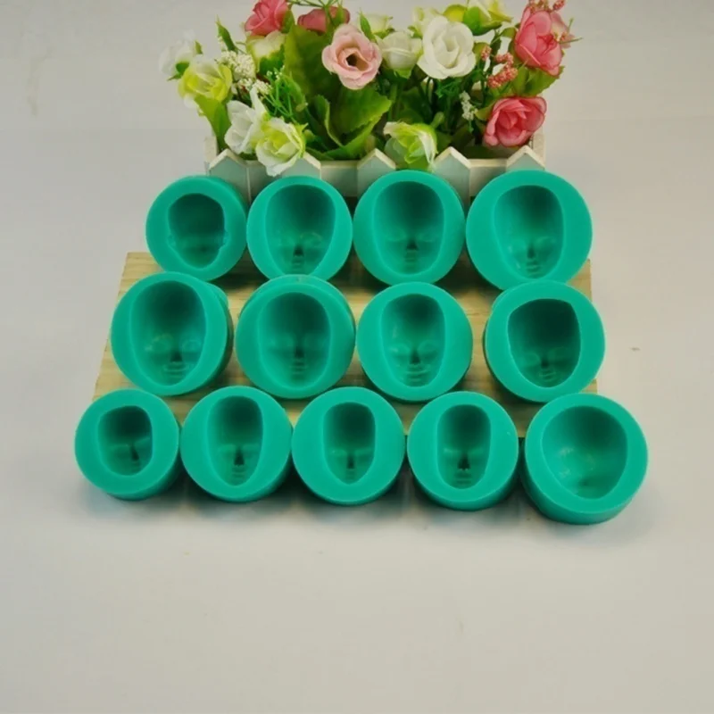 13 Pattern 3D Dolls Face Silicone Mold Sponge Fondant Cake Choolate Baking Tool |