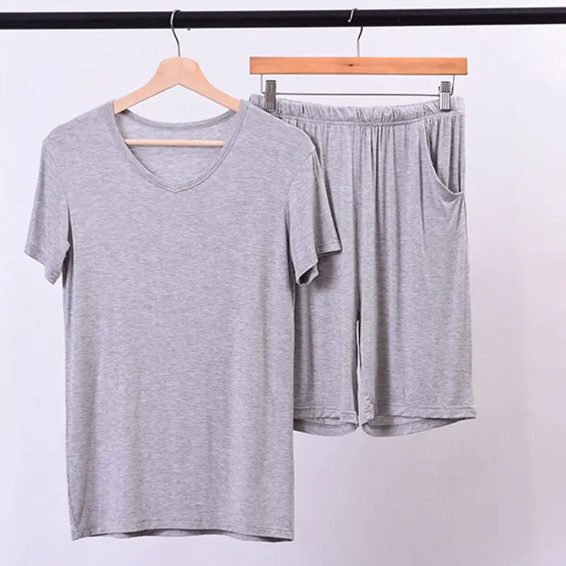 

Men Pajamas Sets Top and shorts elasticity Summer Modal Home Wear Set Plus Size 7XL 8XL oversize Soft Sleep Wear Short Sleeve