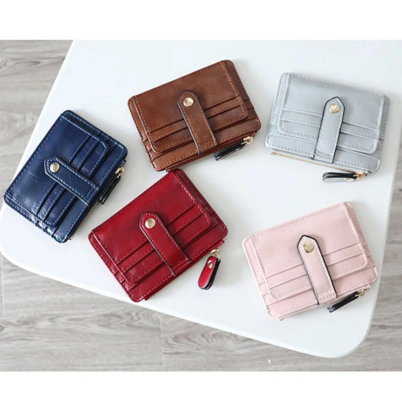 

Simple Women Purse PU Leather Zipper Coin Pouch Short Wallet Casual Card Holder Billfold JL