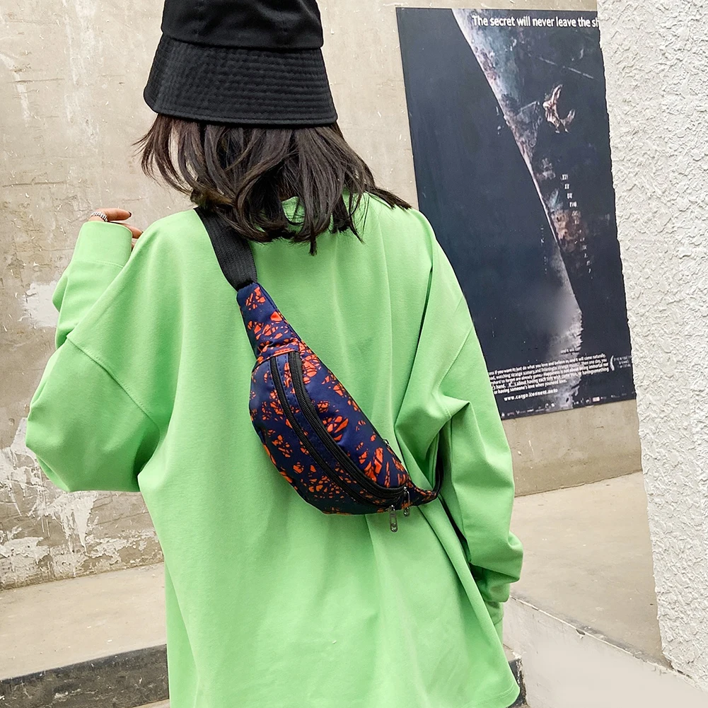 

Nylon Fanny Pack Printed Fashion Waist Bag Women Phone Daily ChestWaist Girl Cute Leisure Chest Pouch Crossbody Packs