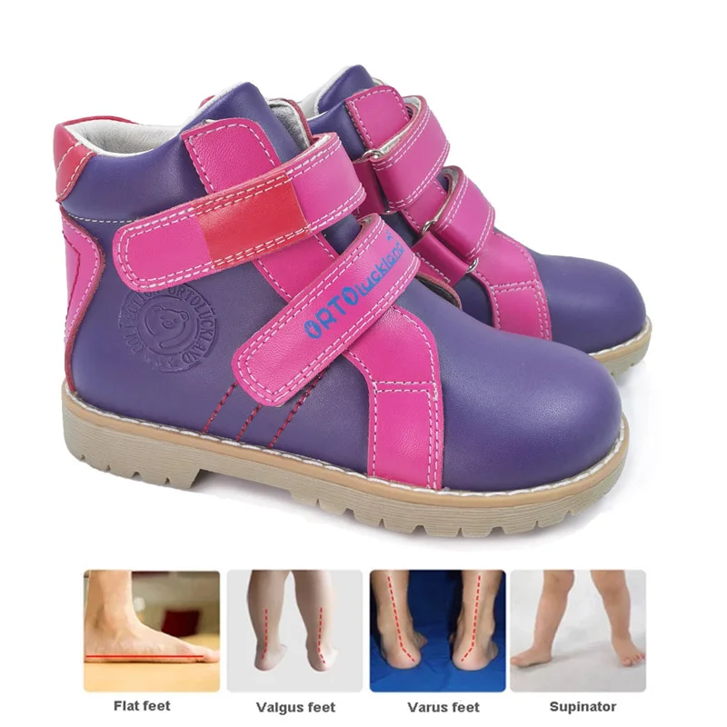 Детская повседневная школьная обувь ортопедические ботинки из натуральной кожи