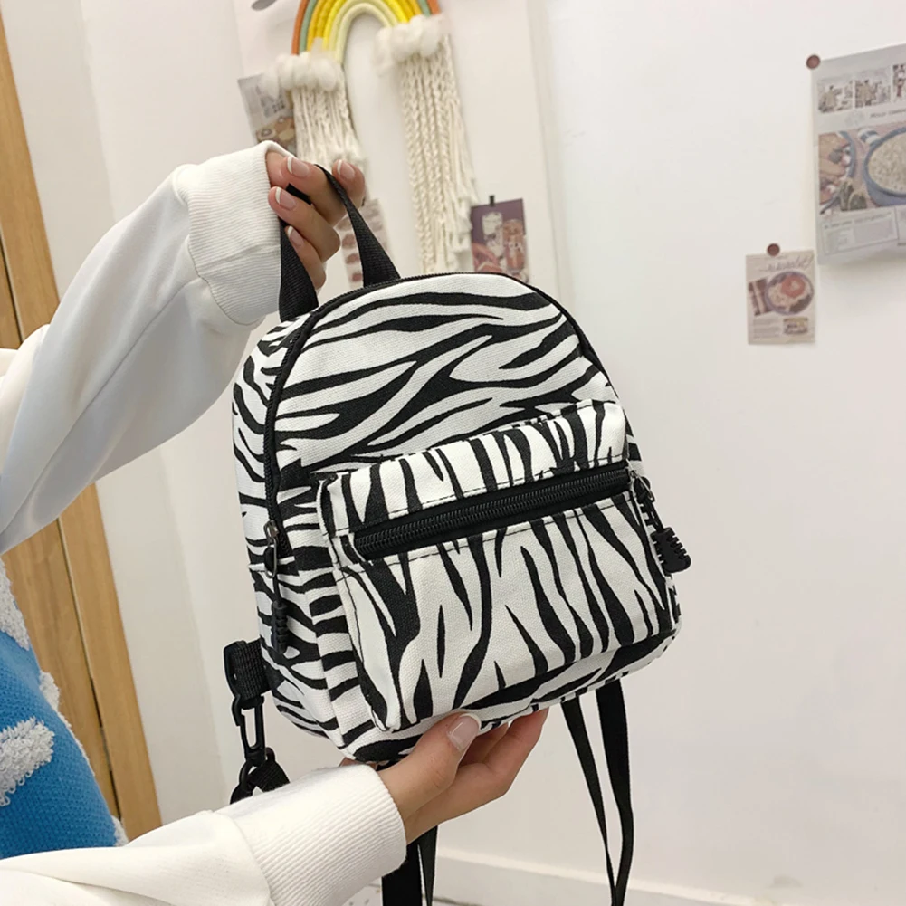 Холщовые рюкзаки с принтом зебры для женщин 2021 Модный зимний Повседневный