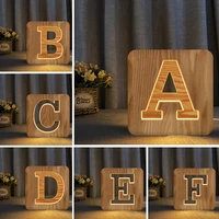 modern led wooden nightlight creative usb holiday gift 3d children bedroom decoration table lamp 26 letter background lamp a z
