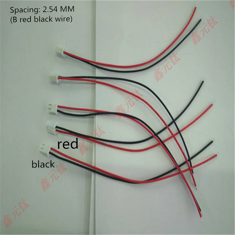1,25 мм 2,0 мм 2,54 мм Шаг 2pin провода красного и черного цвета 26AWG Высота каблука 10 см, каблук 15 см, 20 см, 30 см электронным пучком 100 шт./лот