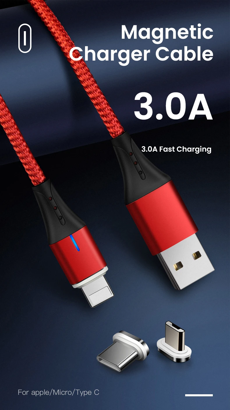 Amzish 3A Магнитный Micro USB кабель для iPhone samsung тип данных C usb Магнитный USB кабель micro usb быстрого зарядного устройства type c магнитный кабель micro usb магнитная зарядка шнур для зарядки телефона