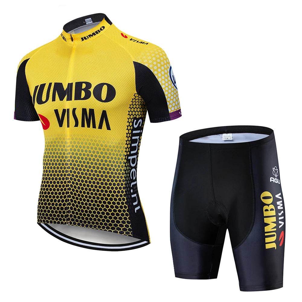 

Pro team Lotto 2020 Jumbo visma Short Sleeve cycling jersey set Men bicycle maillot MTB Racing ropa Ciclismo summer quick dry