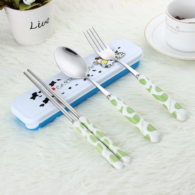 Портативный набор посуды для детей из нержавеющей стали столовая посуда вилка