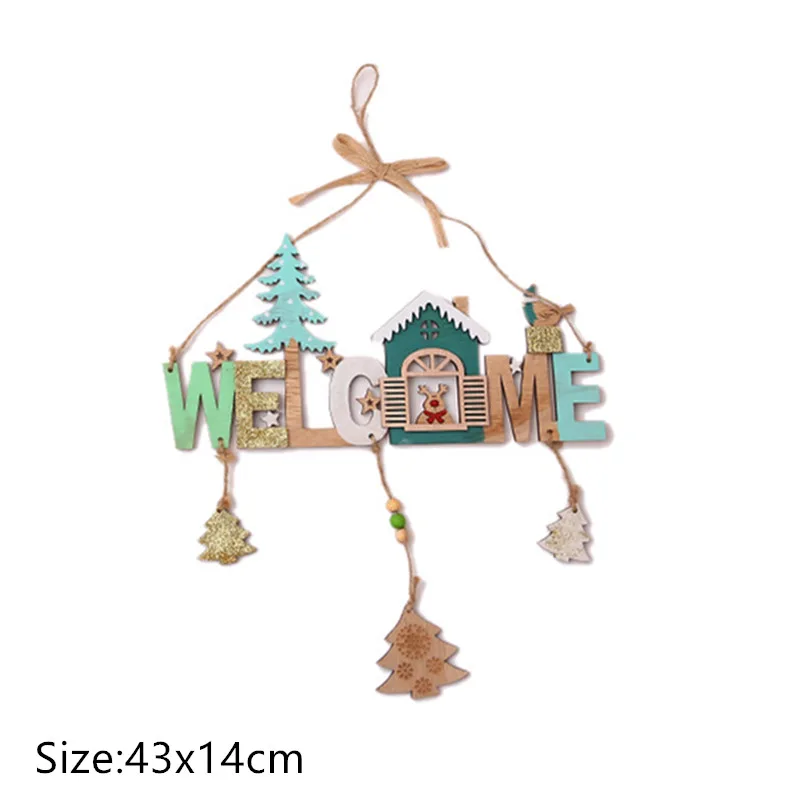 1pc-28-welcome elk Рождество Noel Счастливого Рождества деревянные подвесные украшения для рождественской елки украшения для дома Noel Navidad Декор новогодние подарки - Цвет: 1pc-28-welcome elk