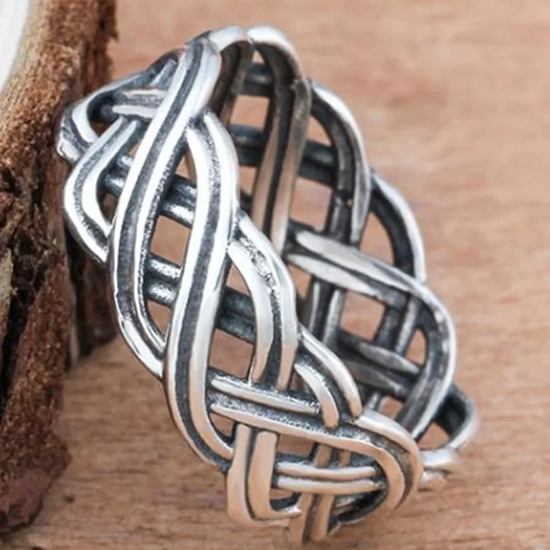 

Multi Line Knotted Vintage Distressed Ring Women's 925 Vintage Thai Silver Ring Birthday Festival Gift Jewellery