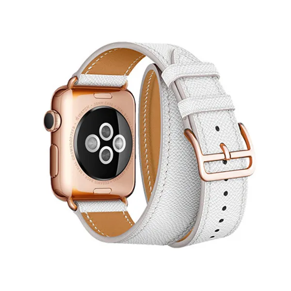 White Ремешок с пряжкой из розового золота для Apple Watch, ремешок 38 мм, 42 мм, 44 мм, 42 мм, браслет из натуральной кожи, серия 4, 3, 2, 1 - Цвет ремешка: White