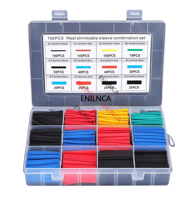 164-780pcs/Box Set Polyolefin Heat Shrink Tube Shrinkable Wire Cable Insulated Sleeving Tubing Electronic Parts
