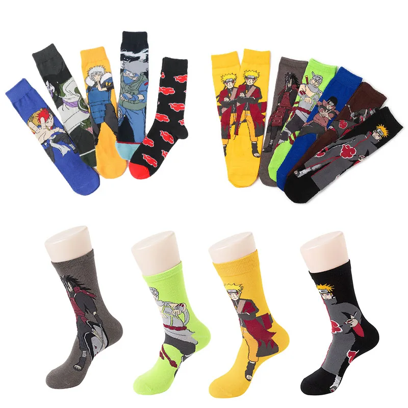 

23 models lot Naruto Anime socks Uzumaki Naruto Uchiha Sasuke Haruno Sakura Cartoon long tube socks adult men socks cosplay