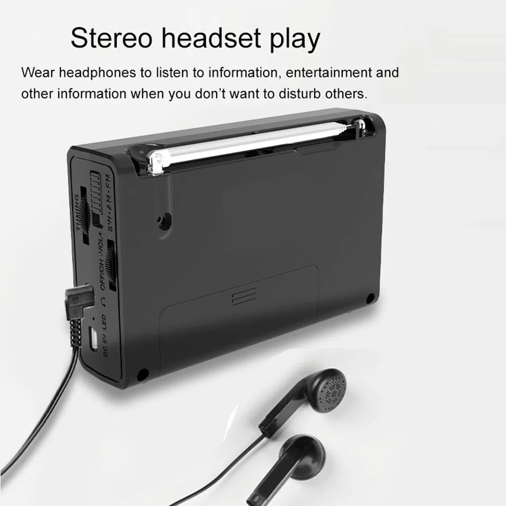 AM/FM/SW Полнодиапазонный радиоприемник Портативный Ручной USB Перезаряжаемый