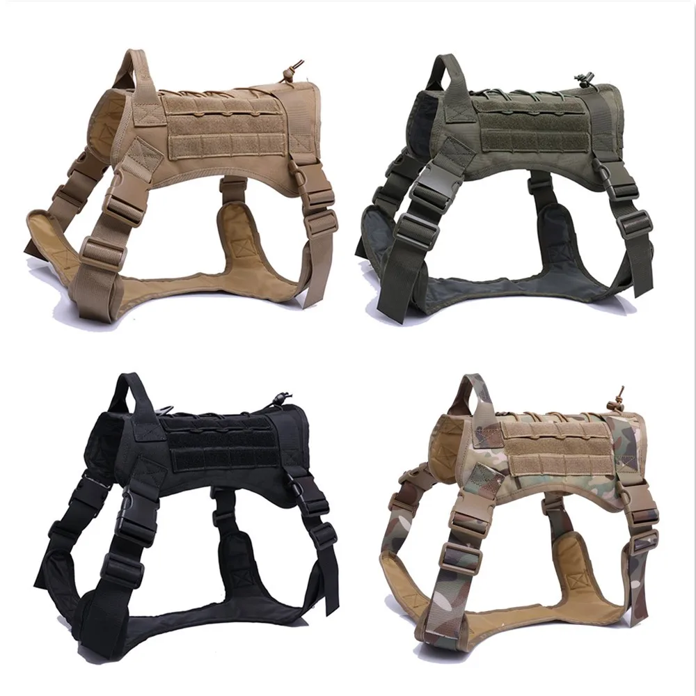Military Tactical Dog Harness K9 Working Pet Vest With Handle Nylon Bungee Leash Lead Training For Medium Large Dogs | Дом и сад