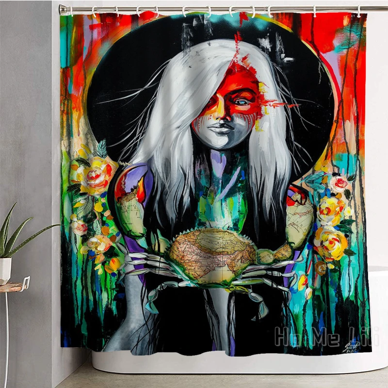 

Cancer Zodiac Sign Painting Shower Curtain Bathroom Accessories