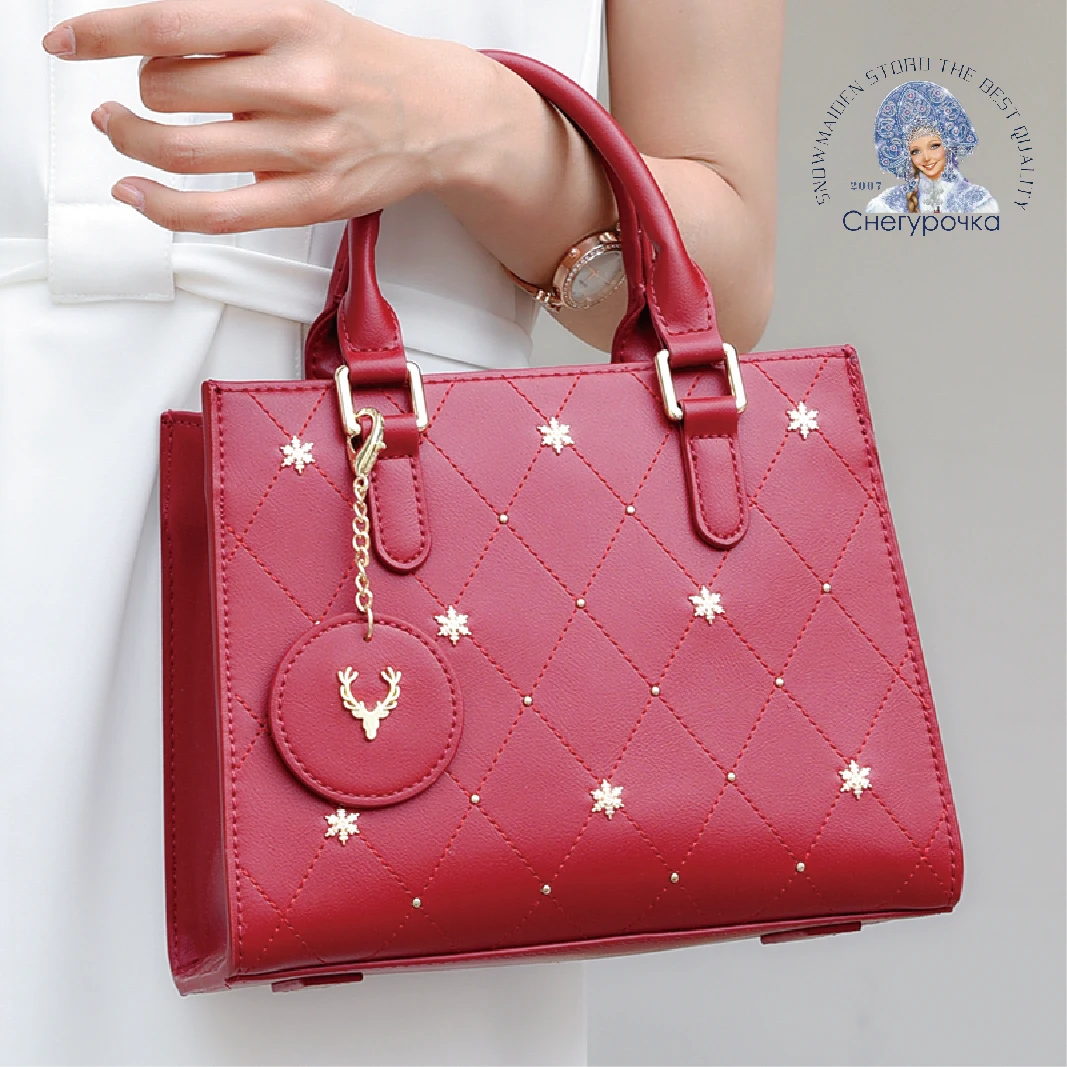 

100% Genuine Leather Handbags For Women 2021 New Classic Fashion Luxury Red Shoulder Bag Famous Designer Brand Handbag Deer
